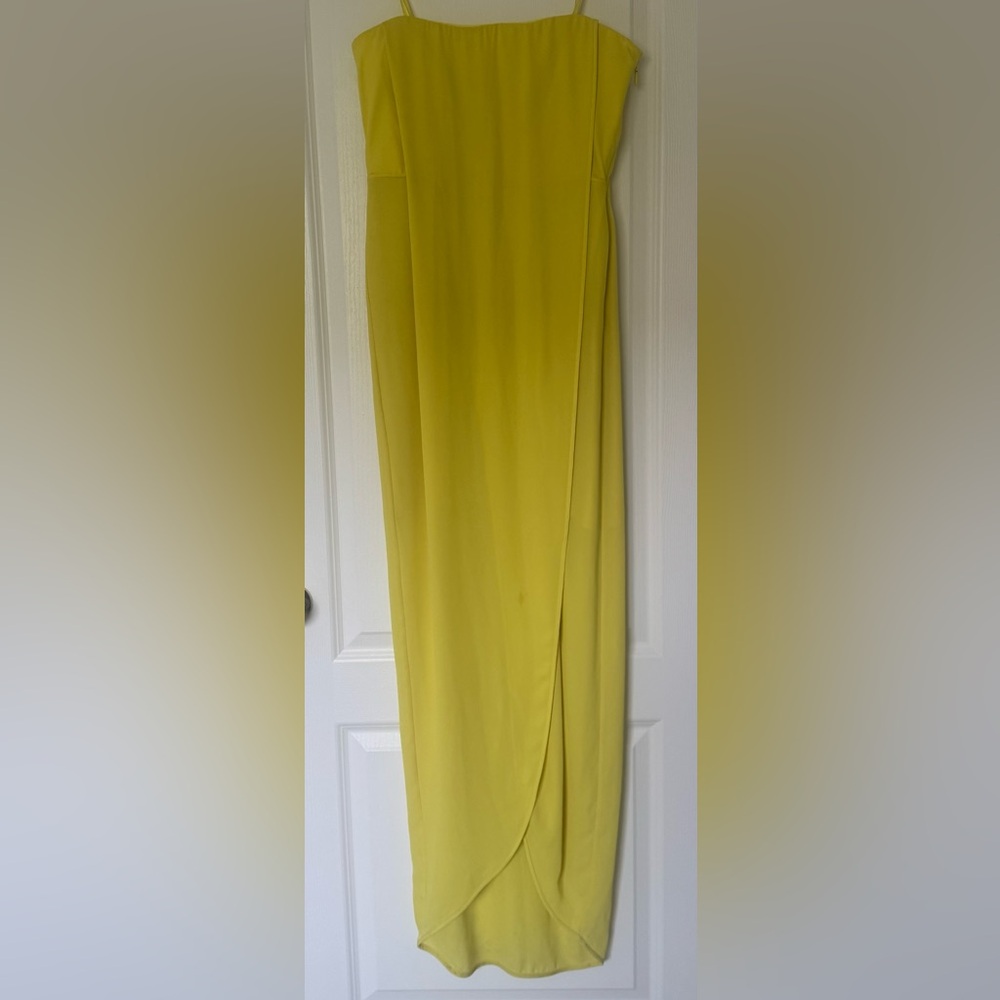 BCBG Yellow Strapless Maxi Pencil Dress